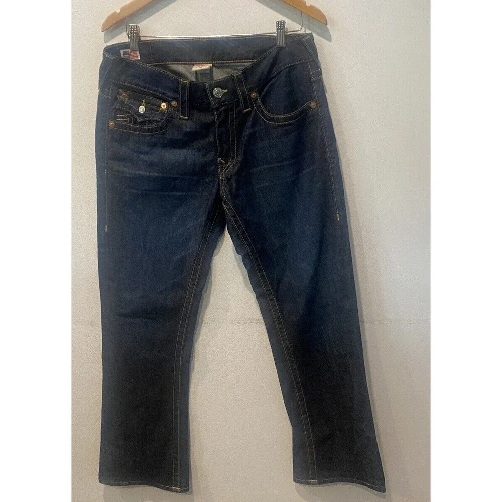 True Religion Billy Big T Bootcut Jeans Men's Sz 32X29 Dark Blue Flap Pocket